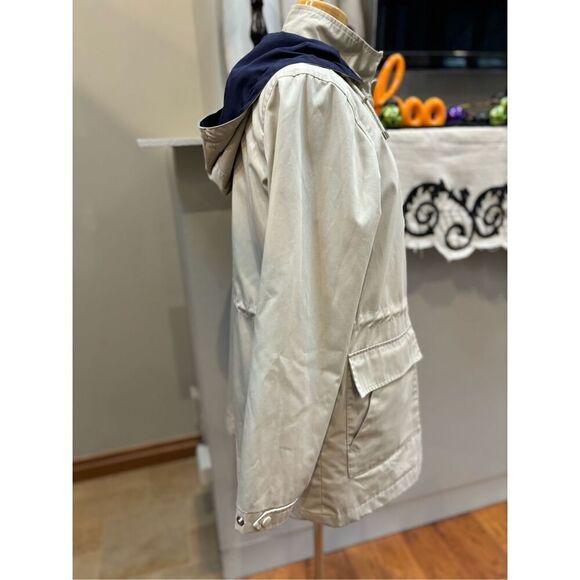 London Fog M khaki - navy zip front hip length adjustable waist cotton blend jac - Picture 2 of 8